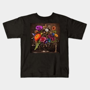 Steampunk blended flower arrangement Kids T-Shirt